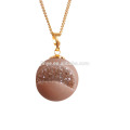 Mode Bling Naturel Agate Druzy Boule Pendentif Collier Bijoux